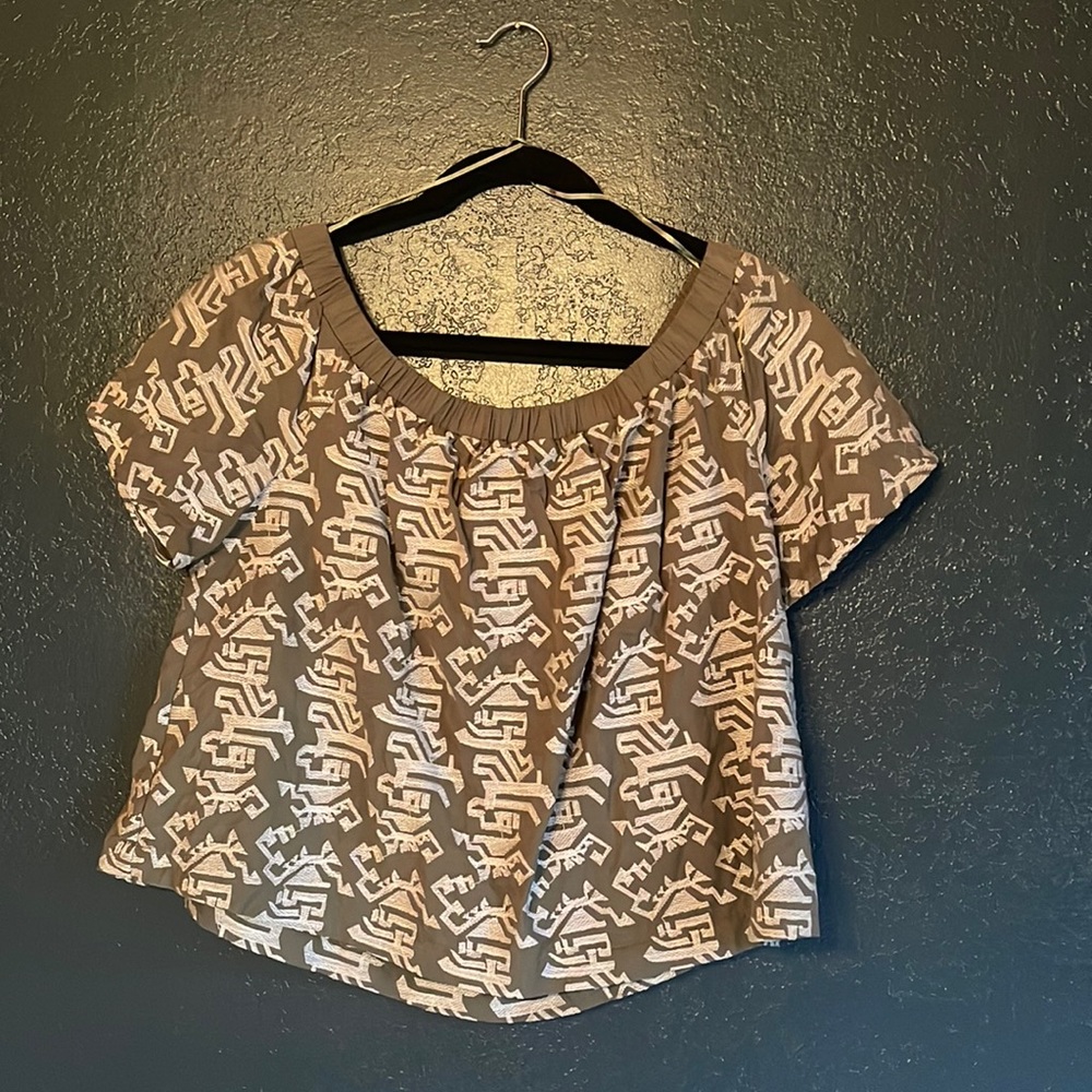 Olive Off Shoulder Cropped Circle Top